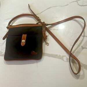 Dooney & Burke Black Nylon and Brown Leather Cross Body